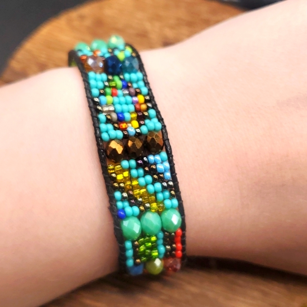 B2410 festive native afghan beaded‎ bracelet